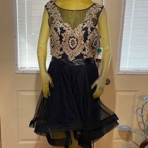 Elegant Black and Gold Mini Dress